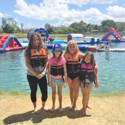4 girls enjoying the water park