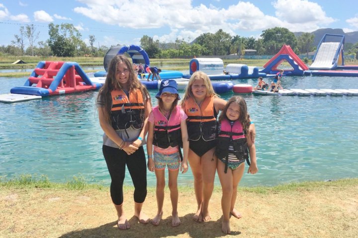 4 girls enjoying the water park